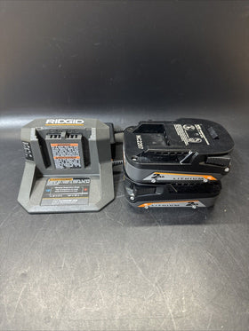 RIDGID R87002 18V (2) 2.0 AH Lithium Batteries & 18V Charger R86093