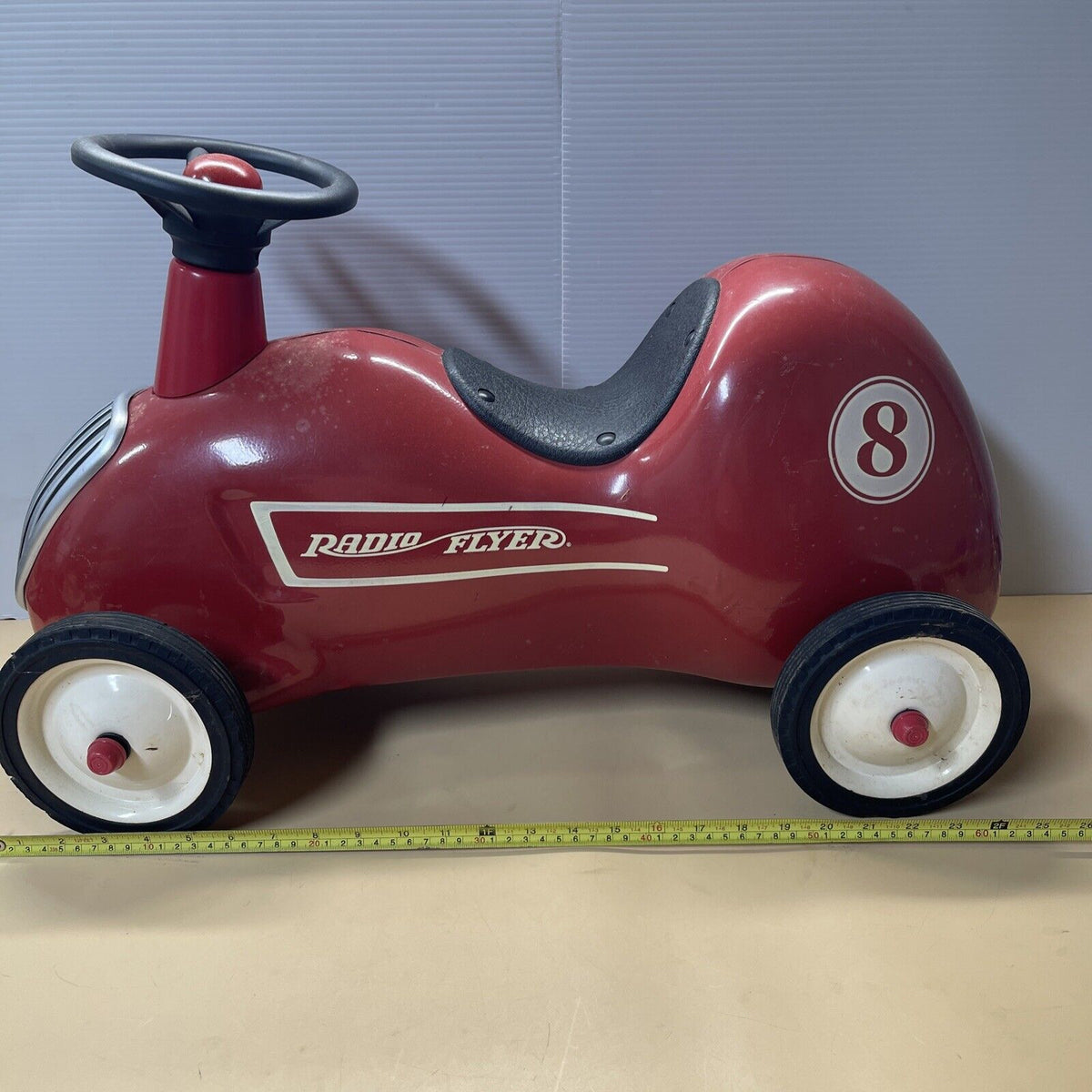 RETIRED Vintage Model 8 METAL Radio Flyer Little Red Roadster Toy Ride On Car