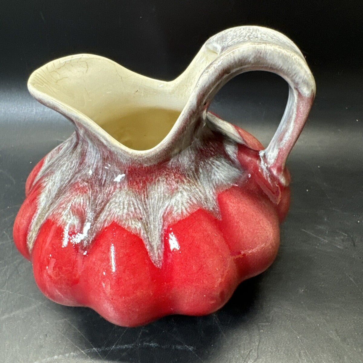 Vintage SMALL Red & Gray PITCHER VASE RF