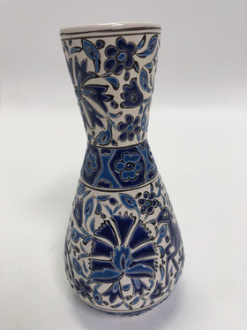 Vtg Handpainted Hellas Texture Vase Blue