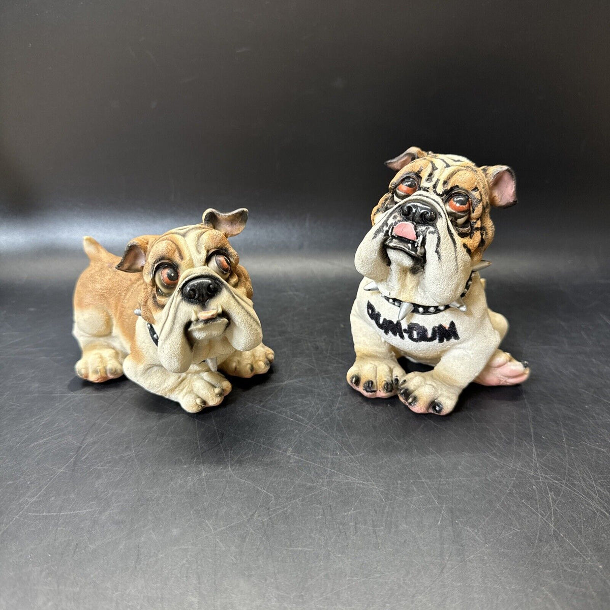Bulldog Figurine with Spike Collar 4.5"/ Set Of 2