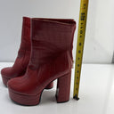 Women Ankle Boots Platform Catwalk High Block Red Color, Size 8.5