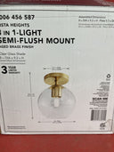 Hampton Bay Vista Heights 8 in 1-Light Aged Brass Semi Flush Mount Ceiling Light