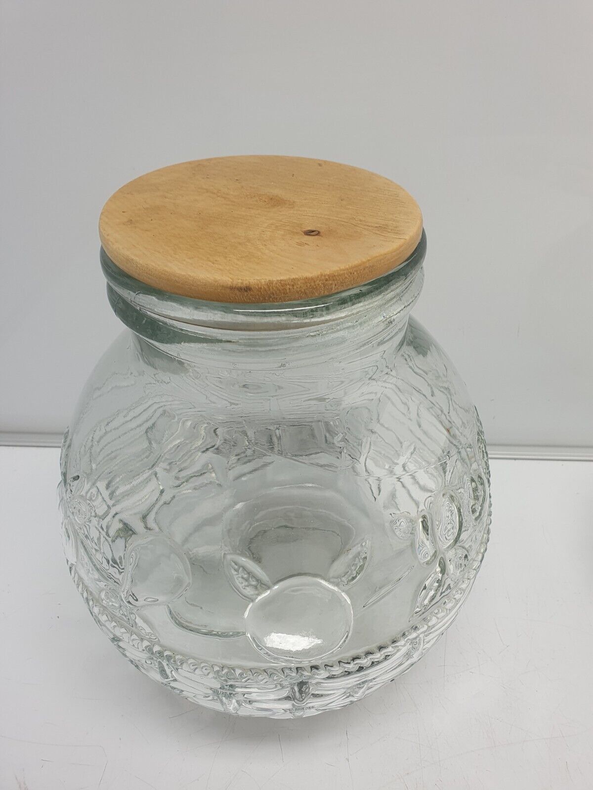 Set 2 Large Glasses Jar Cork Lid 11" and 7” tall. Not Air Tight