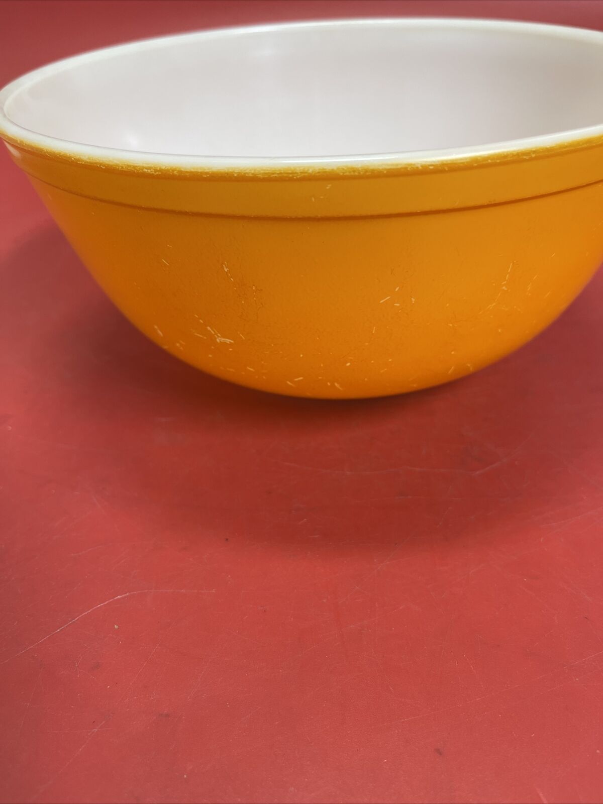 Pyrex Mixing Bowl  FLAME GLO Fade Orange Red Ombre #4032 Flame Glo  1/2 Qt.