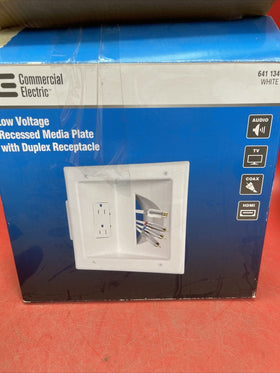 C E Low-Voltage Recessed Media Plate + Receptacle