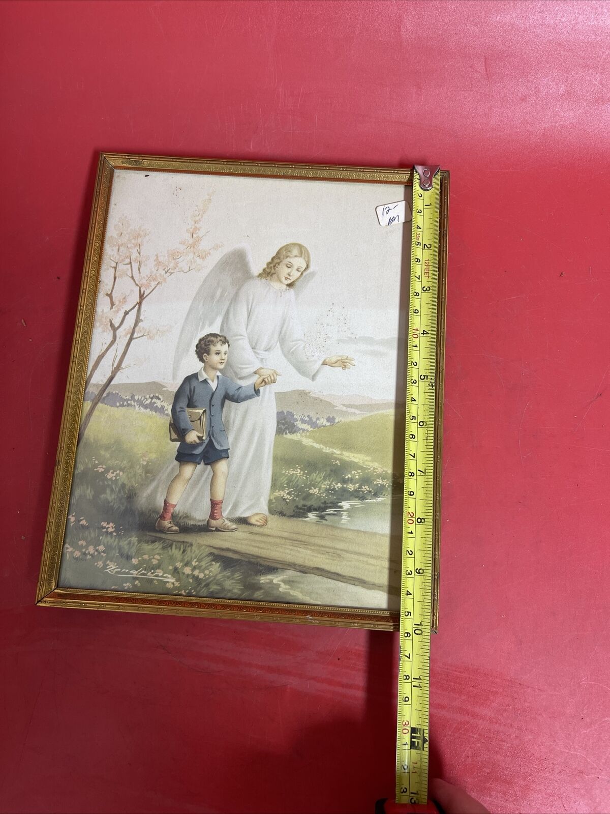 Vintage Religious Guardian Angel Frame Stand