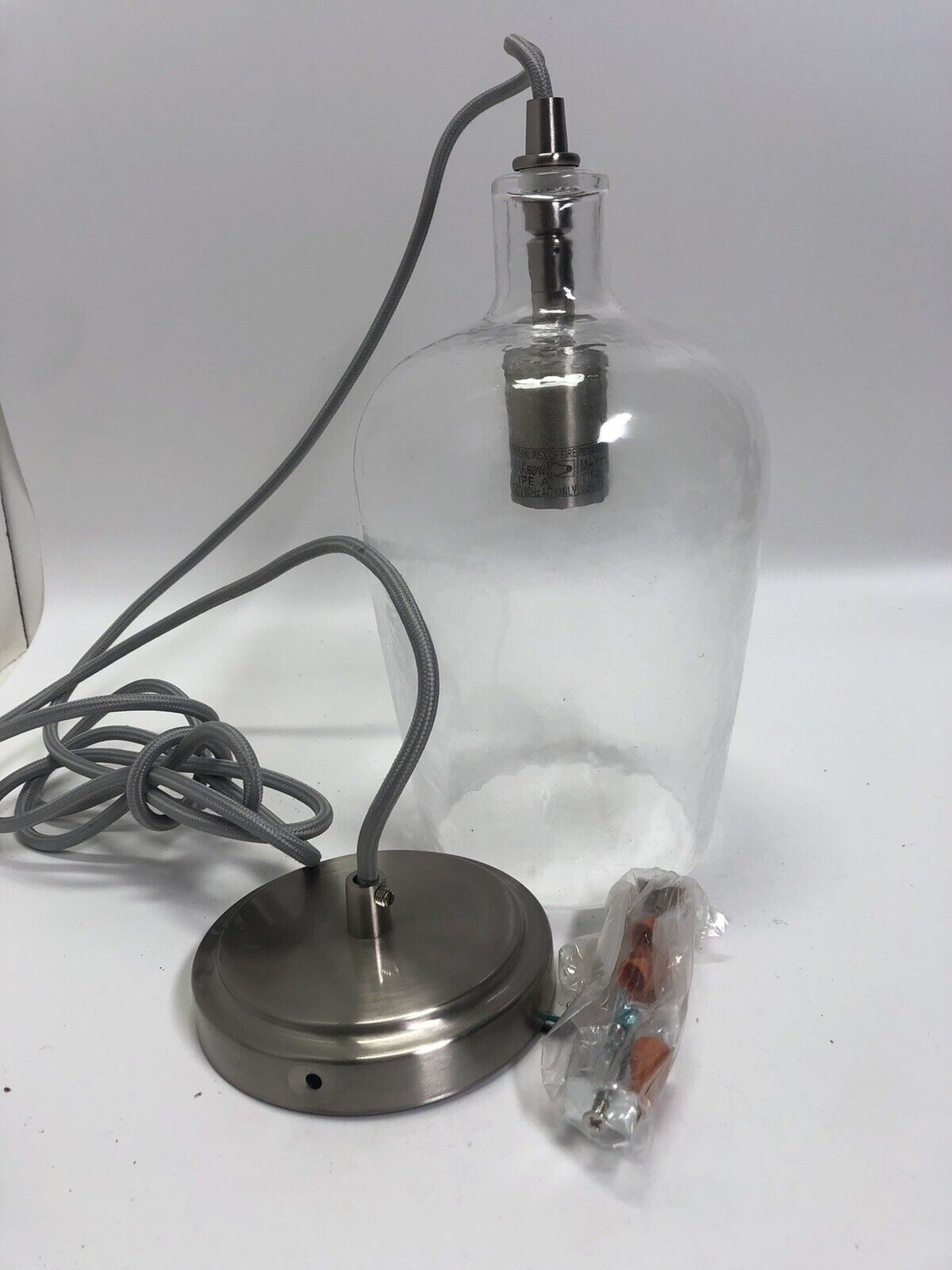 6-in Brushed Nickel Country Cottage Mini Clear Glass Bell Pendant