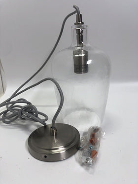 6-in Brushed Nickel Country Cottage Mini Clear Glass Bell Pendant