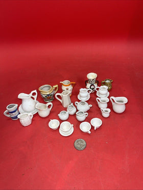 Lot Of Miniature Ceramic Plates, Teapots, Cups