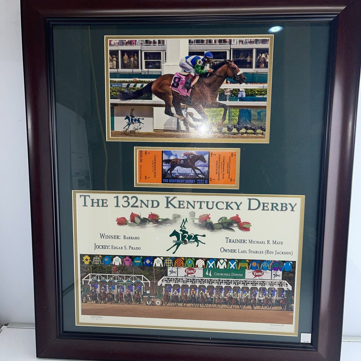 a collection of memorabilia commemorating Barbaro  2006 Kentucky Derby victory