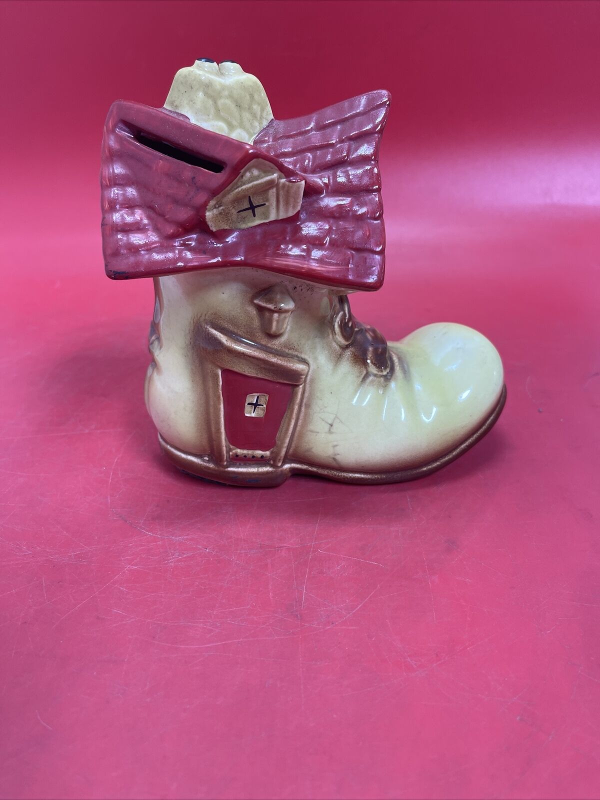 Pottery Bank Old Woman That Lived In A Shoe Vintage 1950's Ceramic