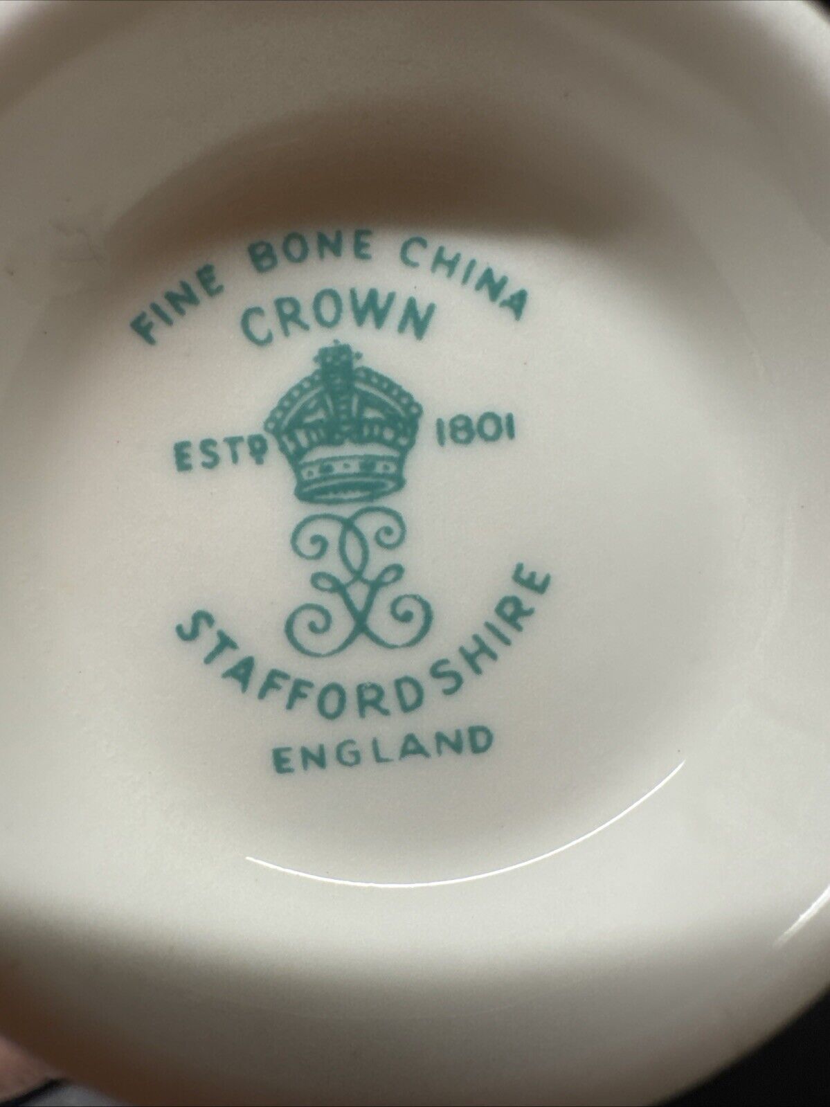 Staffordshire Bone China Crown Tea Cup & Saucer/ Set Of 2