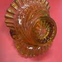 Amber glass basket ruffle edge swirl tiny chip set 2