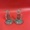 Vintage Glass Candlestick glass stick handle 5.5"Set 2