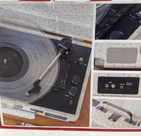 Crosley Cruiser Plus Portable Turntable Built Speakers Bluetooth WHITE OSTRICH