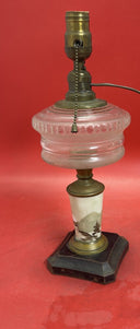 ANTIQUE VINTAGE GLASS BRASS CERAMIC TABLE LAMP