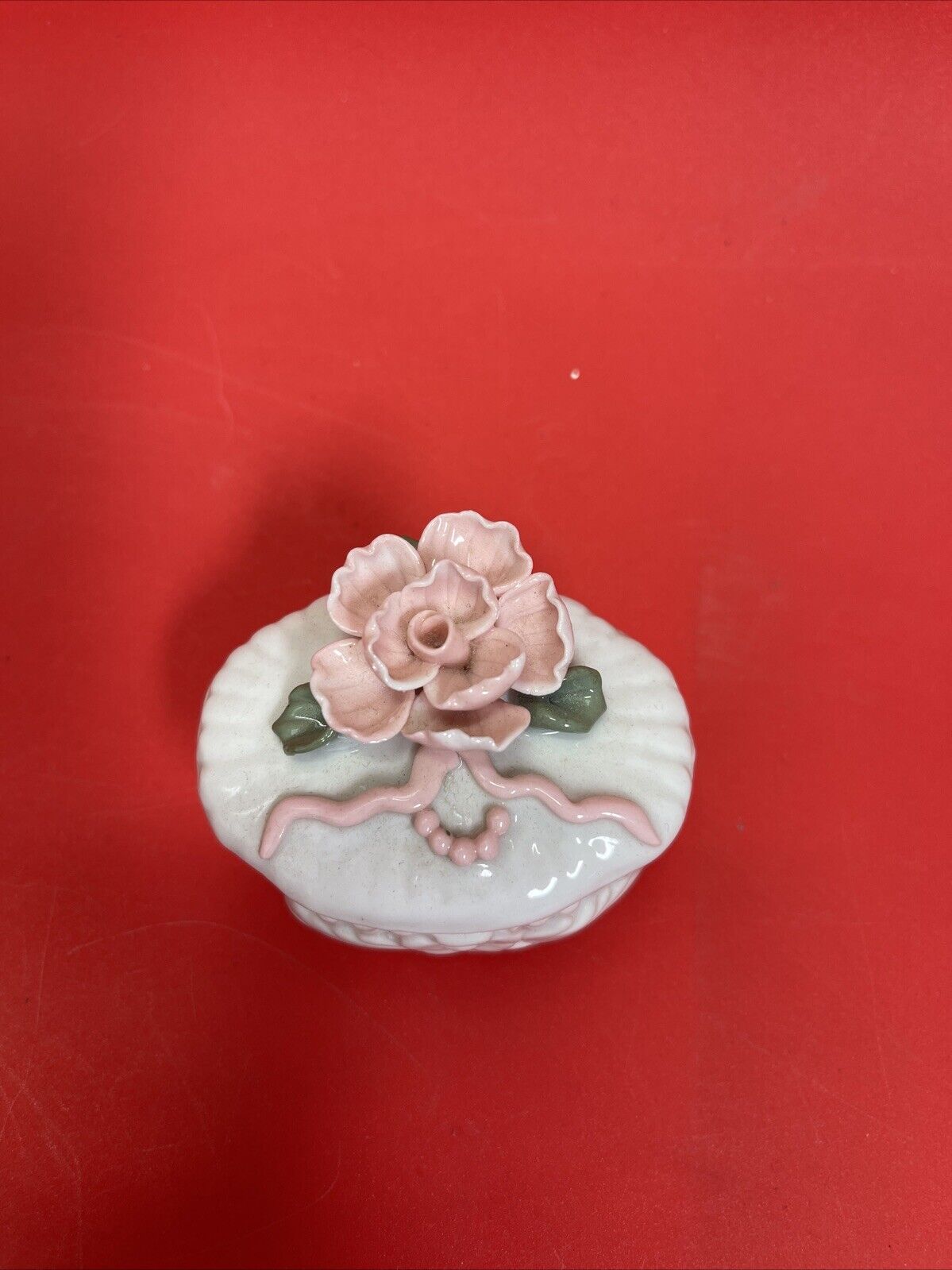 Lot Of (3) Porcelain Floral Jewelry Dishes With Lids