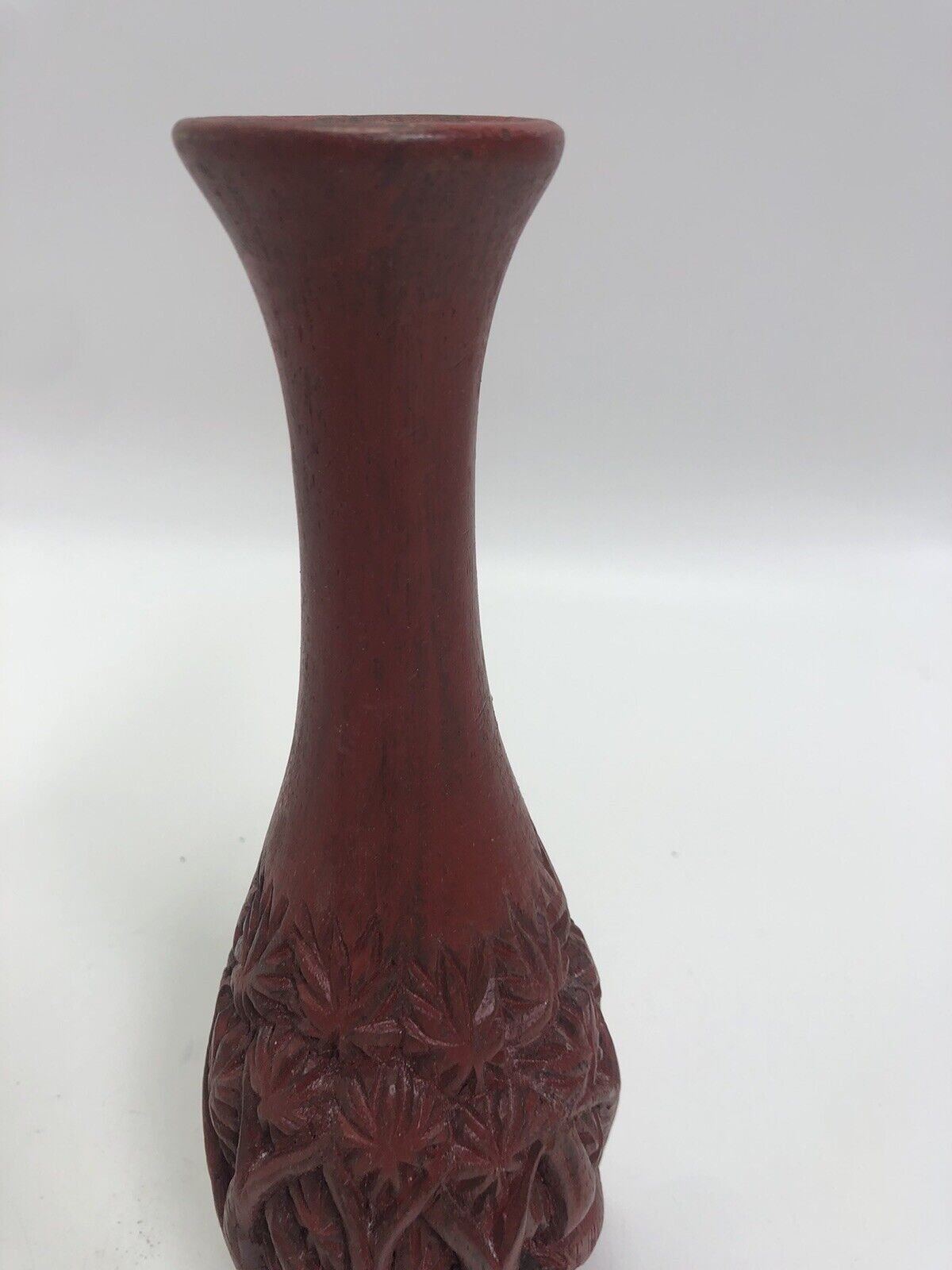 Vase Wood Vessel Handcarved with Palm Trees