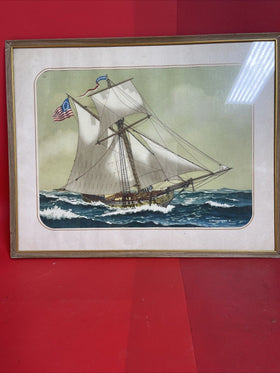 Topsail Sloop Fox Sailing Ship John Ohara Cosgrave 1956 Lithograph Print Penn