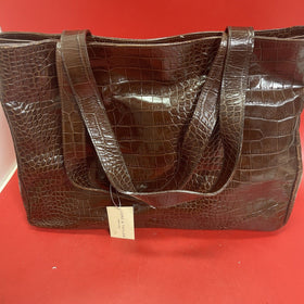 Vintage Lord & Taylor brown crocodile embossed genuine leather bag made in Italy