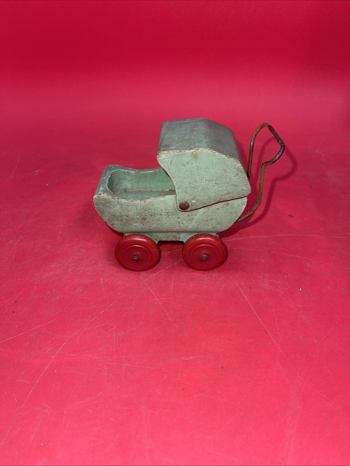 Antique Toy Minature Wood Doll Buggy