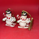 5 Lenox Ornaments Penguin, Snowman Ski, Teddy Bear Very Merry Porcelain