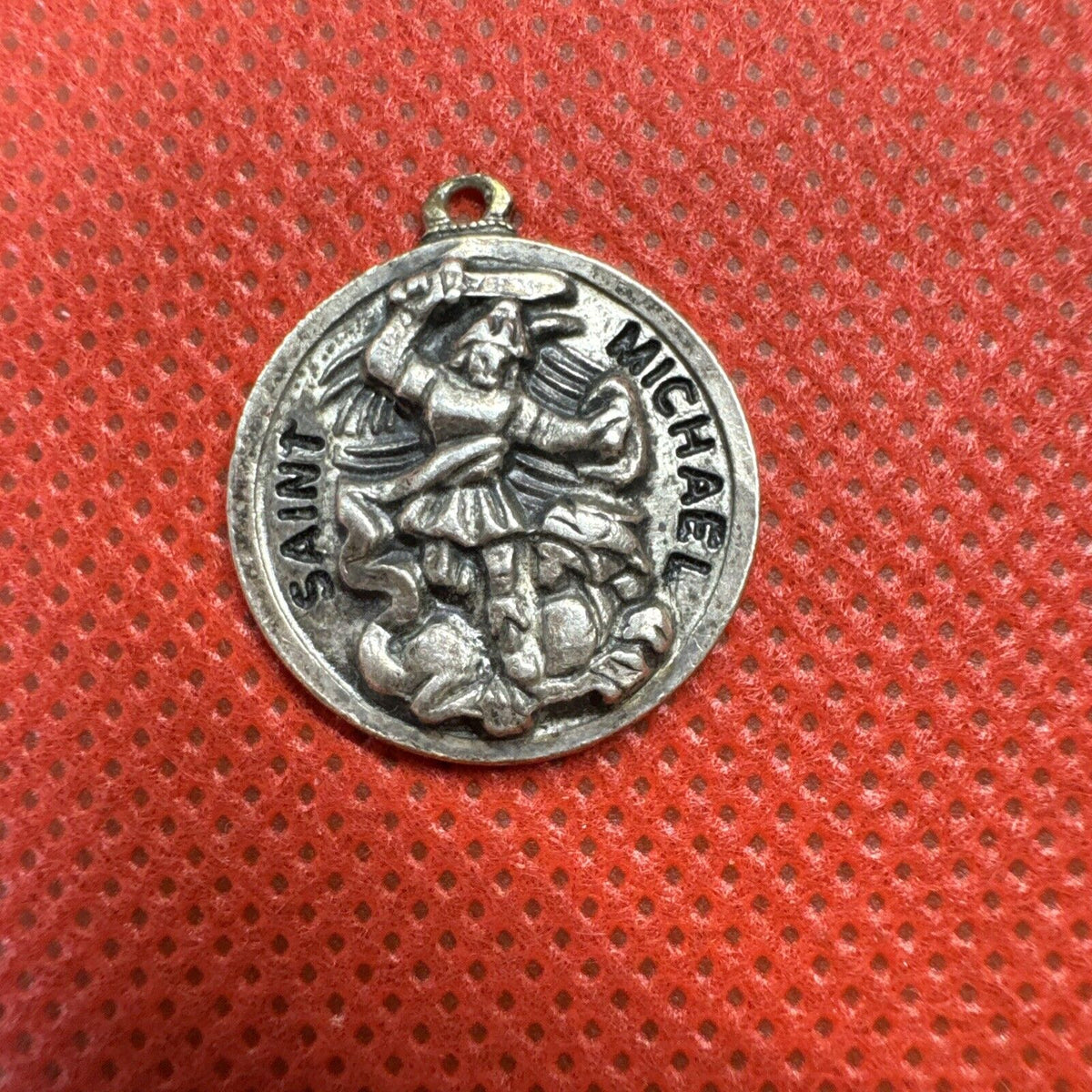 Vintage Sterling Silver Saint Michael Round Beautiful Medal