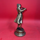 Brass Statues Figurines Boy And Girl Playing The Flute & Violin