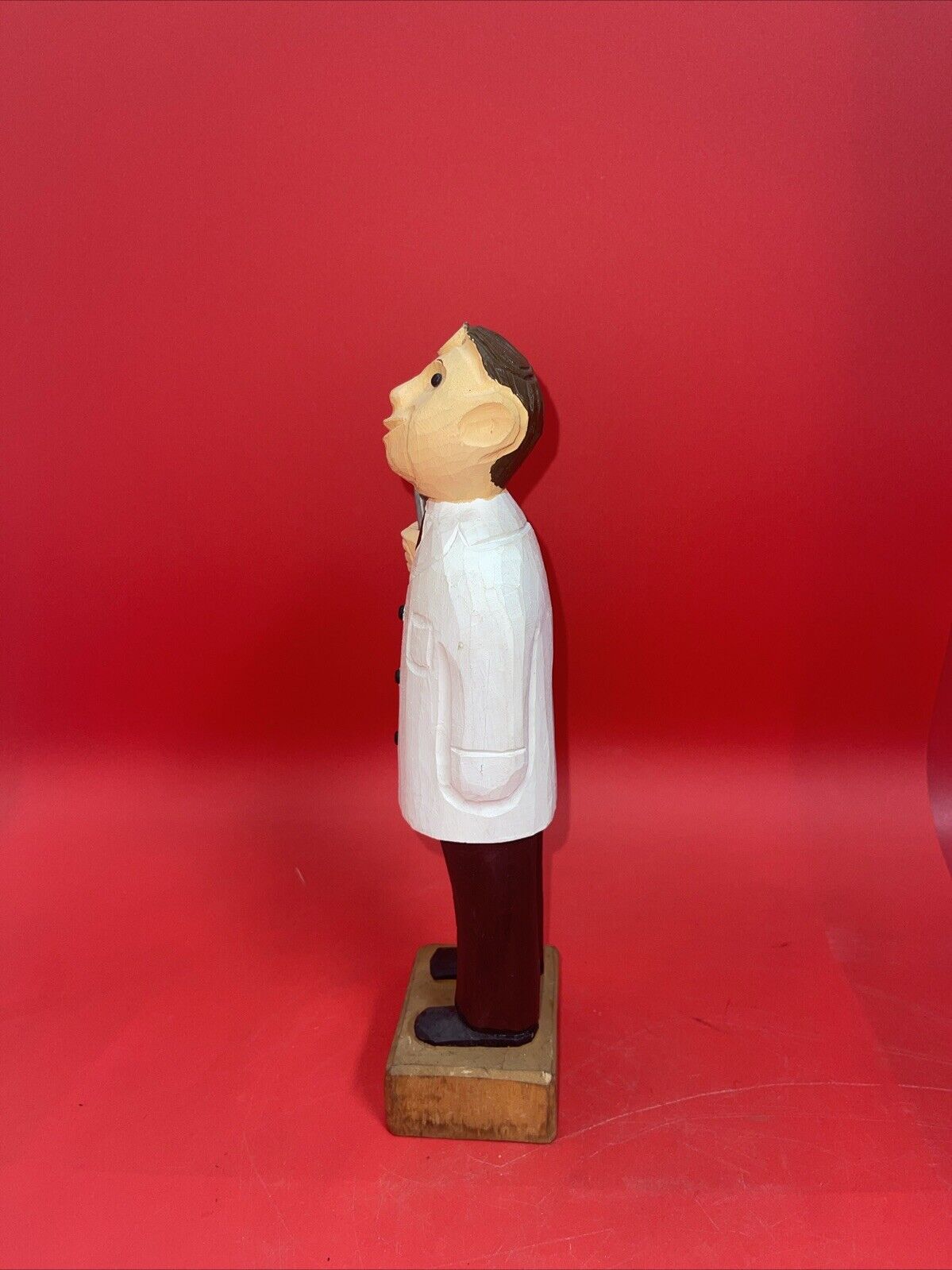 Handmade Wooden Figurine Doctor Dentist Scientist Folk Art 12"