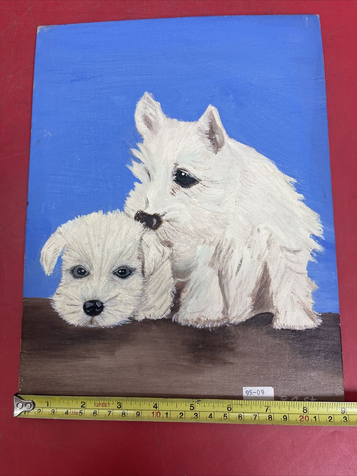 Art West Highland Terrier Acrylic Original 12x9 in. stretched canvas painting