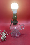 Vintage CLEAR GLASS Pedestal OIL LAMP BASE  ELECTRIFIED