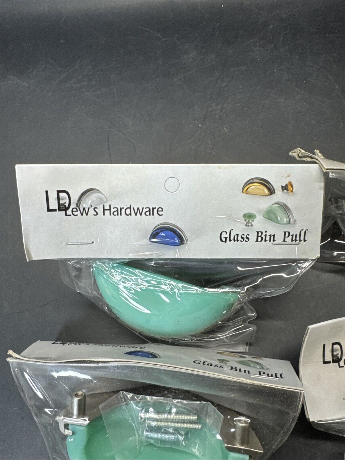 Lews Hardware Glass Bin Pull/ Lot Of 4 PCs