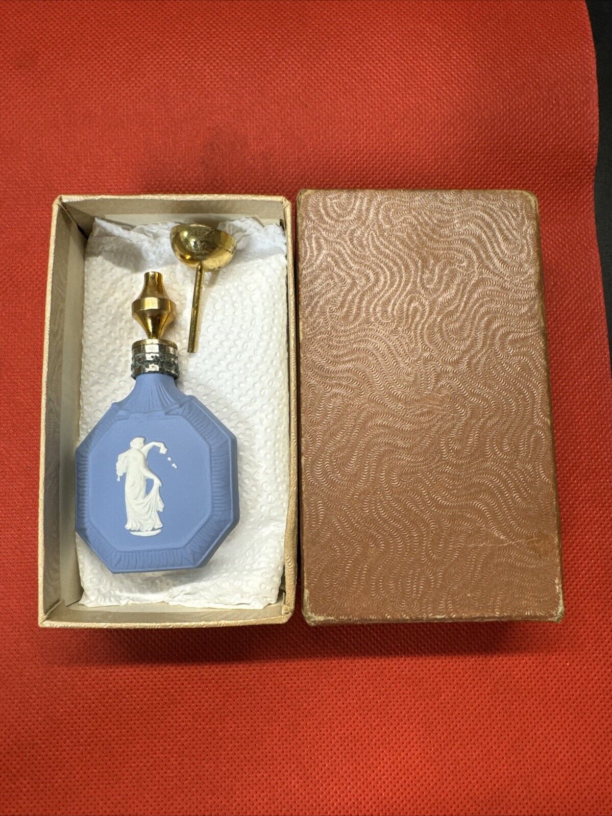 Vintage Wedgwood Blue Jasperware Perfume Bottle With Dipper Dancing Hours