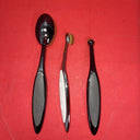 Artis Elite Collection Make-Up Black Finish Cosme Fibre 3 Brush Set Used & Pad