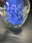 Vintage Glass Vase With Flowers 6.5” Tall