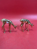 Vintage Mid-Century Modern Solid Brass Stag, Hind and Doe Figurines