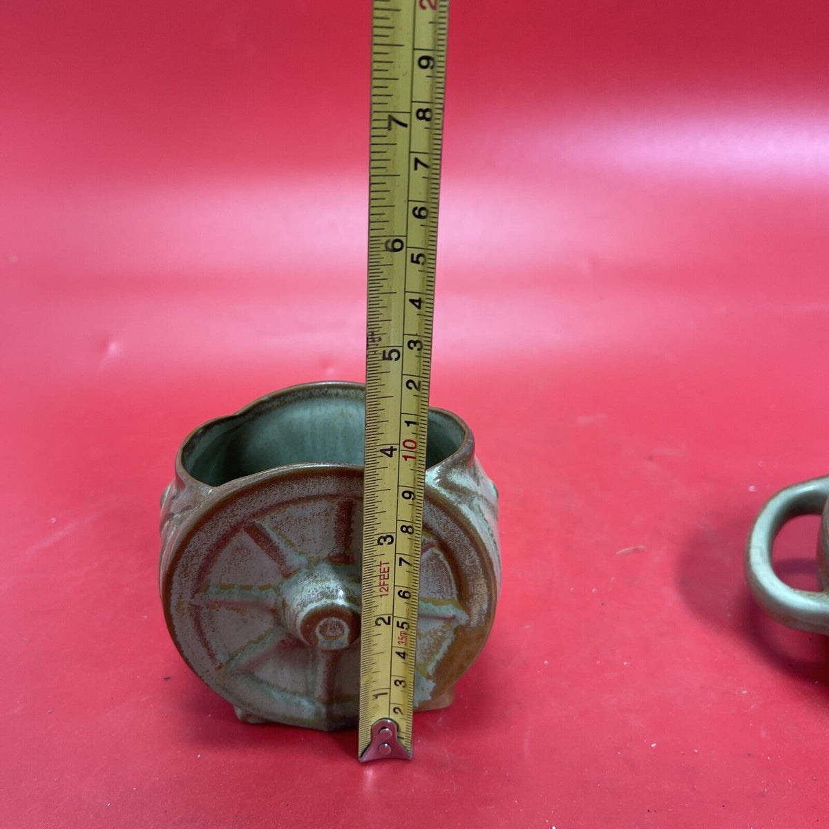 Frankoma pottery wagon wheel creamer & Toothpick Holder MCM Vintage Desert Sand 