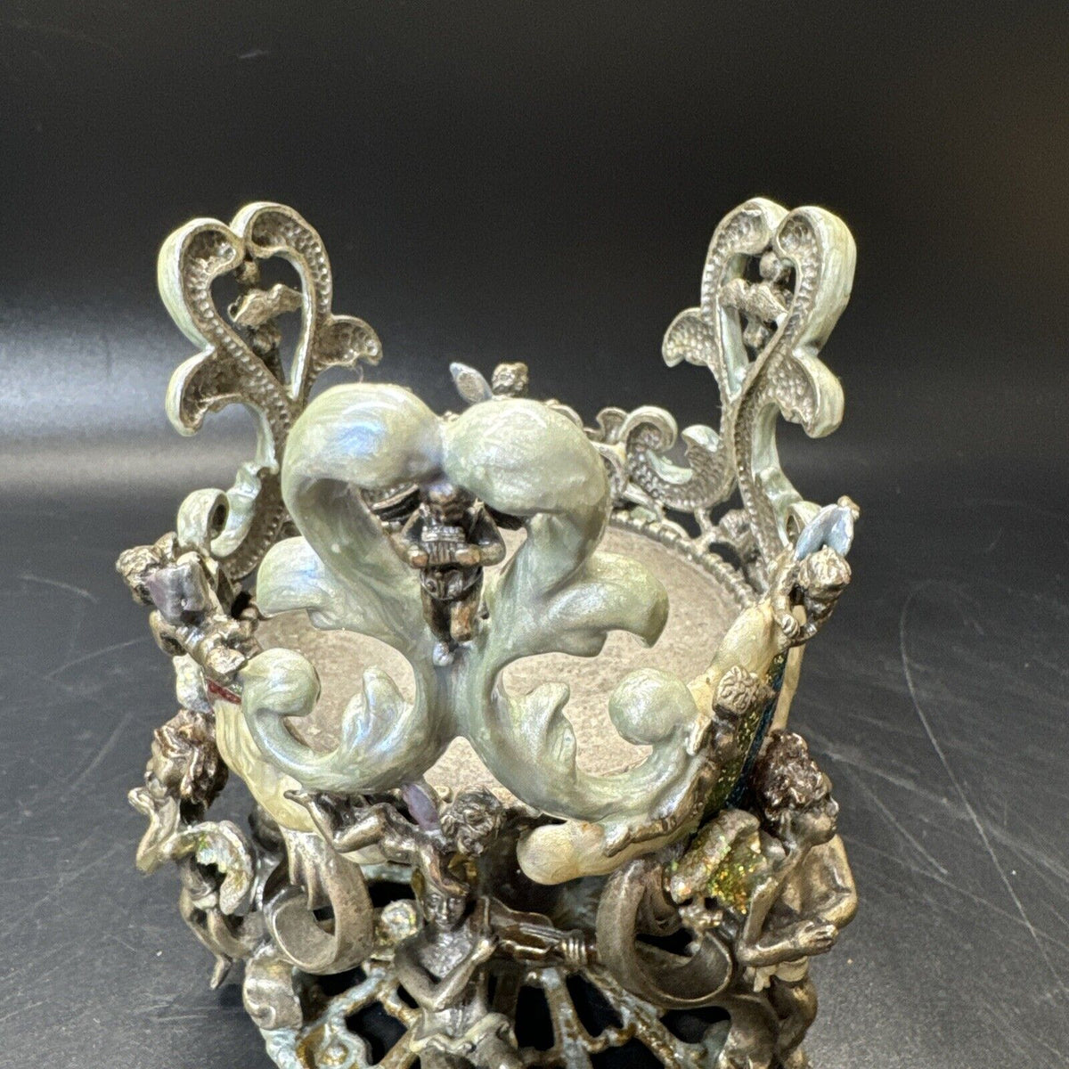 Kirks Folly Secret Of The Seven Angels Wishing Candle Holder Antique Silver-Tone