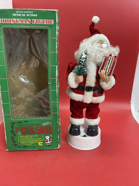 Vintage 90s Musical Action Santa Claus Christmas Figure New In Box Plays 3 Songs