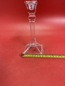 Set of (3) 8" Tall Square Base Glass Candle-stick Holders
