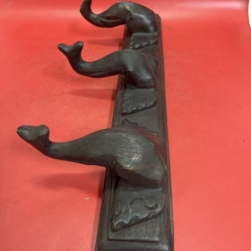 Hand Carved Wood Elephant Coat Hat Wall Hanging Rack