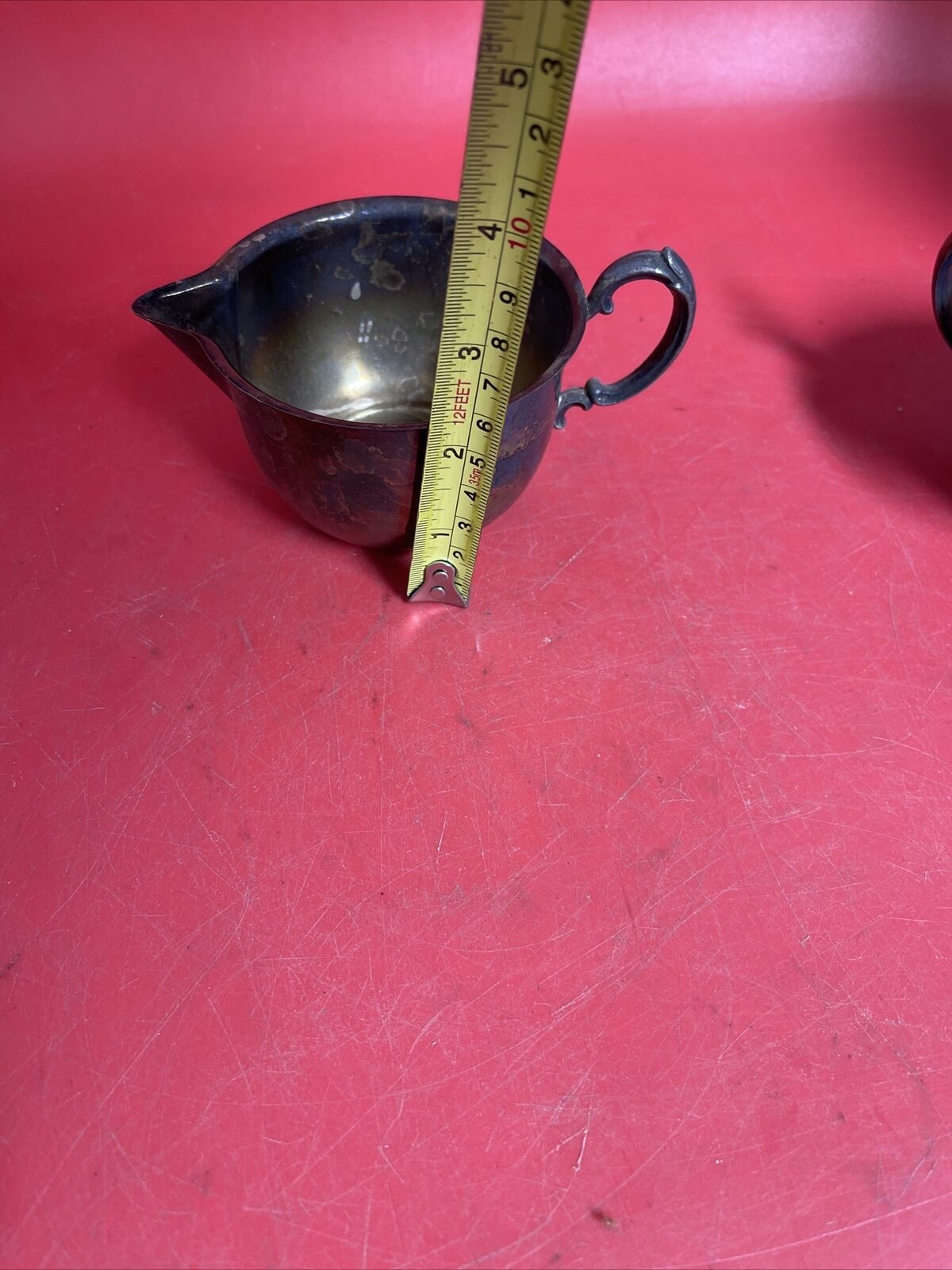 Decorative Sheridan E. P. S. Silverplate lidded sugar bowl ,creamer &tray