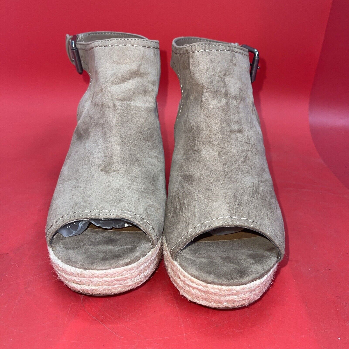 Universal Thread Brown Suede Espadrille Wedges Size 9 4 Inch Heel Open Toe