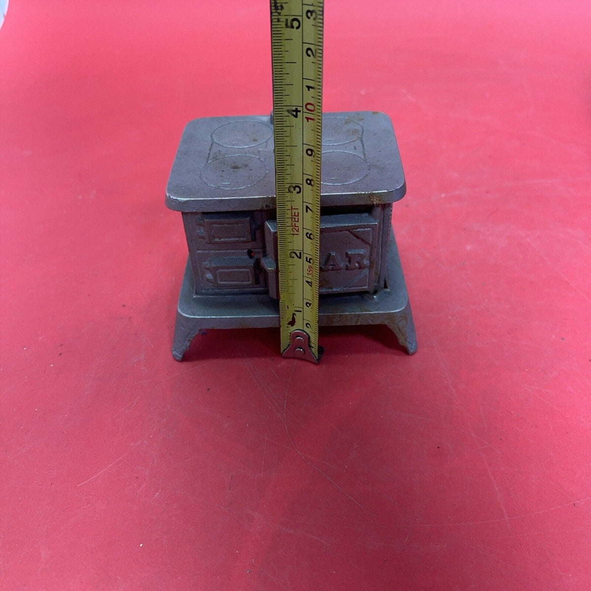 Vtg Star Miniature Cast Iron Cookstove 4x3 Dollhouse Sample Wood Burning Stove