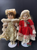 Vintage Beautiful Porcelain&cloth Dolls 16”/ Lot Of 2