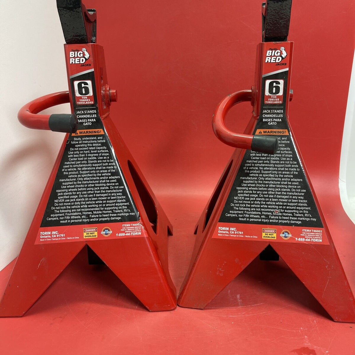 BIG RED T46202 Torin Steel Jack Stands: 6 Ton (12,000 lb) Capacity, Red, 2pc