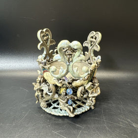 Kirks Folly Secret Of The Seven Angels Wishing Candle Holder Antique Silver-Tone