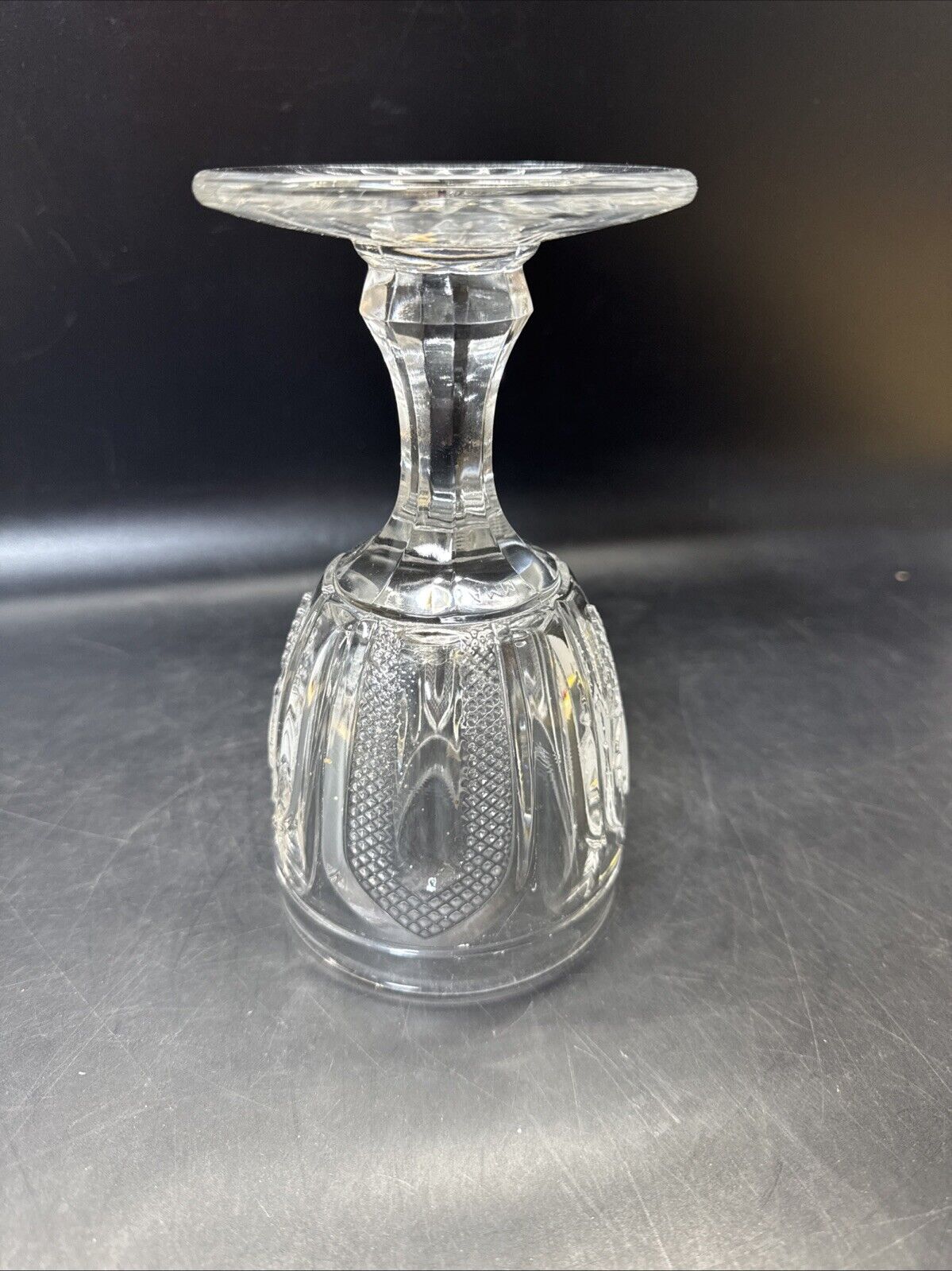 Flint Frosted Magnet and Grape Early American Pattern Glass Goblet