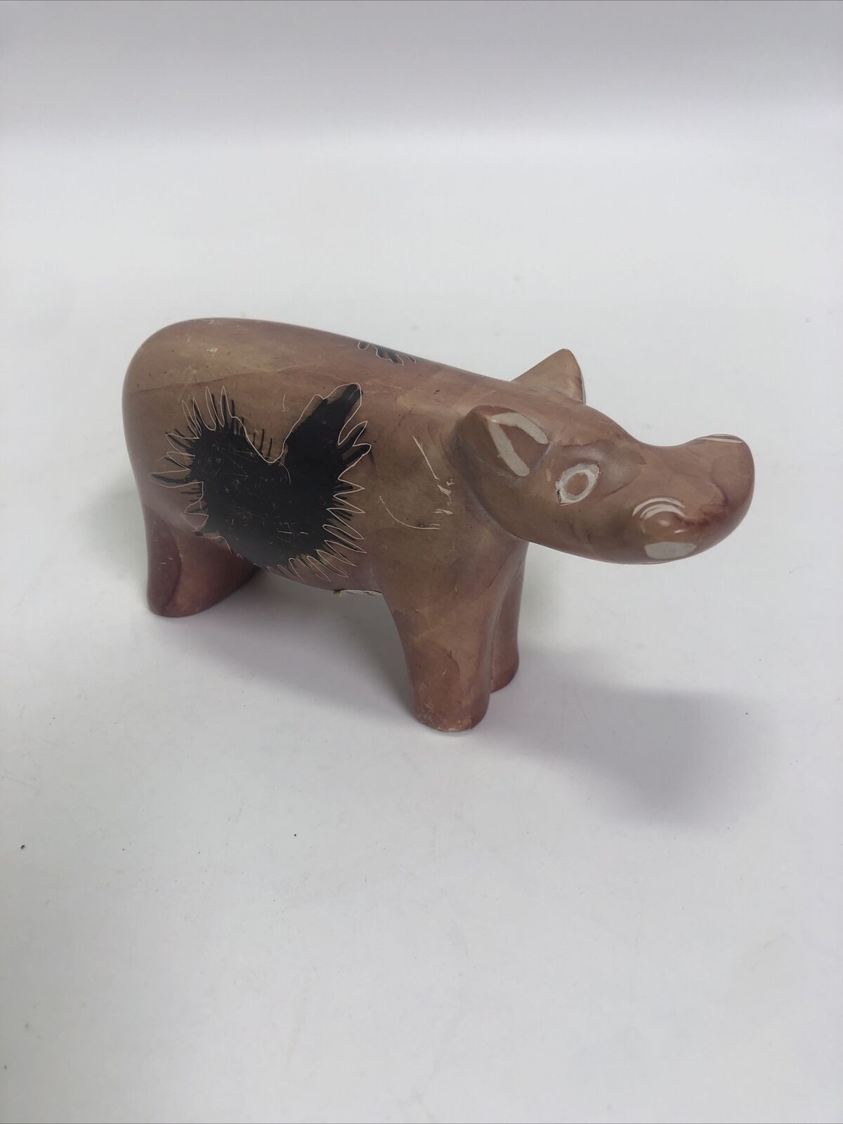 Hippo Figure Carved Stone Soapstone Hippopotamus Kenya African Decor Animal